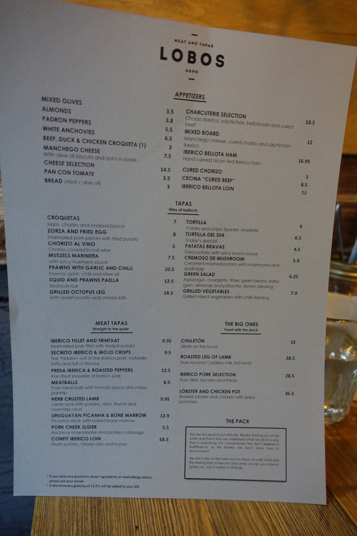 Lobos Soho Review The New Spaniard in Soho GRUBSTANCE